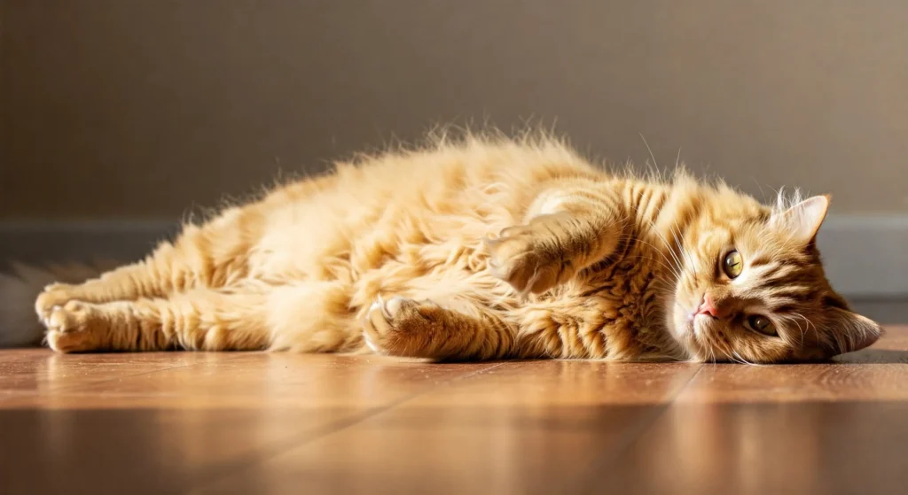 gato deitado com barriga pra cima