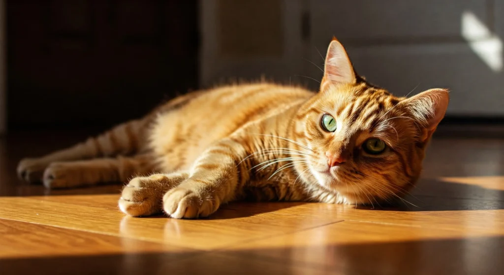 gato deitado no sol com calor